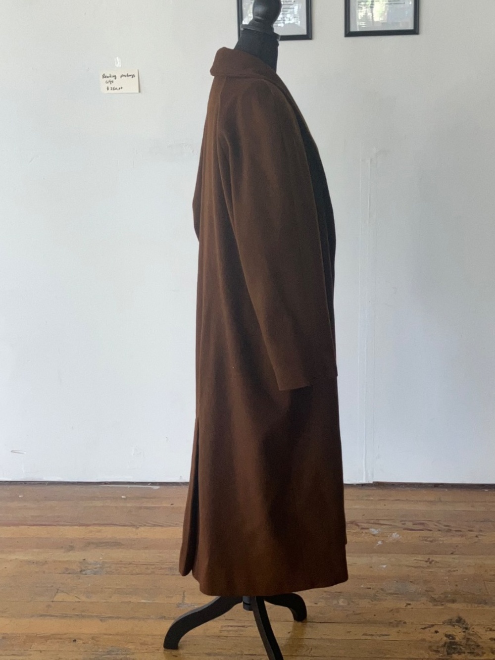 Chocolate brown, long wool coat - Picture 11 of 13